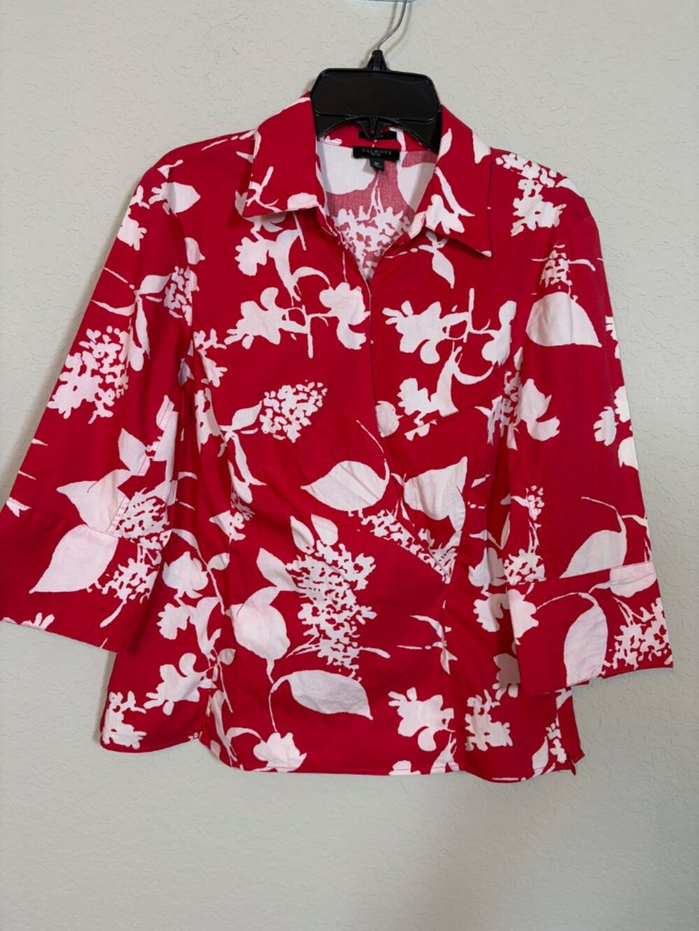 Talbots Red Floral Long Sleeve Blouse Top Women’s sz 6P